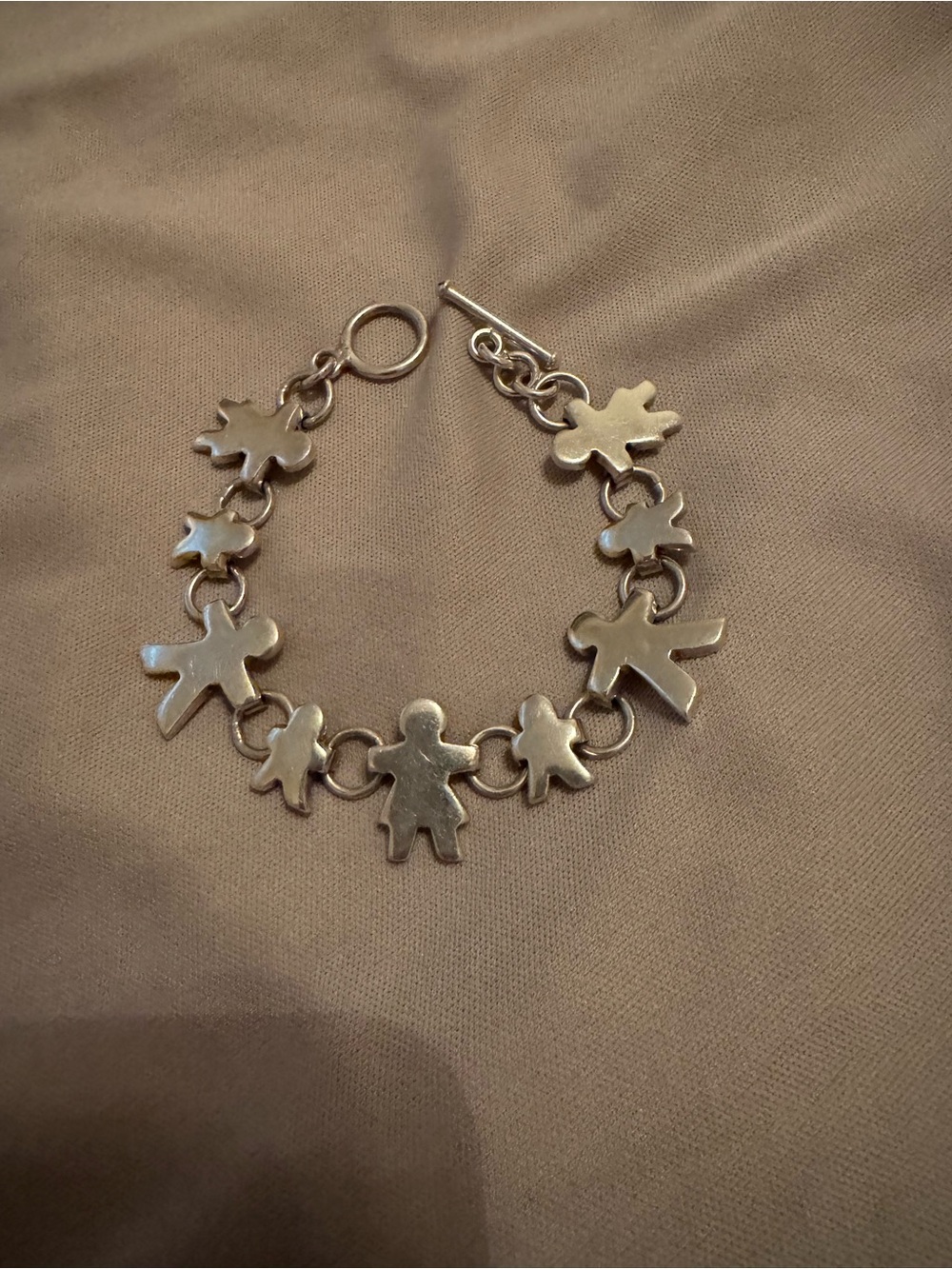 Sterling Silver-tone Children Link Charm Bracelet
